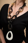 Iman Gray and Black Lace long necklace