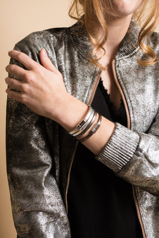 Noa tan leather with rose gold clasp bracelet