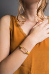 Clea Gold tan leather bracelet