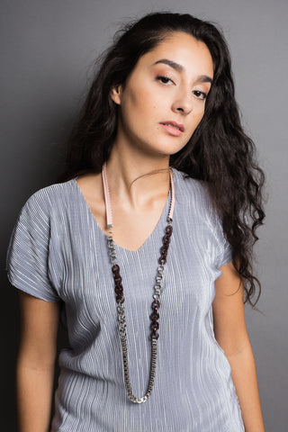 Mathilde beige, black and grey Necklace
